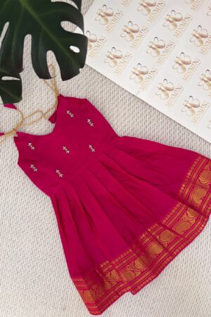 Athirai – Rani Pink hand embroidery work gown