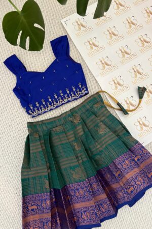 Ayra – blue and green hand embroidery work skirt and top