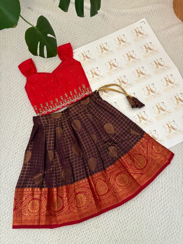 Athira – Red and purple hand embroidery work skirt and top