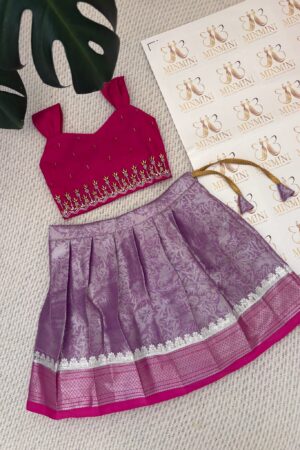 Nila – Pink and Lavender hand embroidery work skirt and top