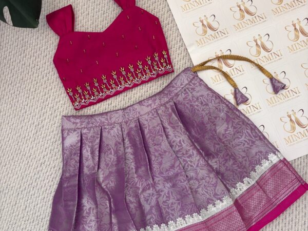Nila - Pink and Lavender hand embroidery work skirt and top
