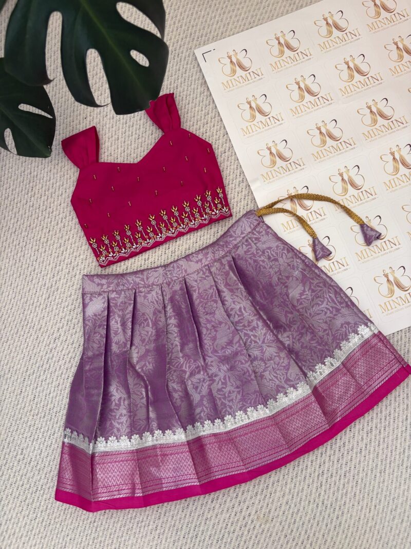 Nila - Pink and Lavender hand embroidery work skirt and top