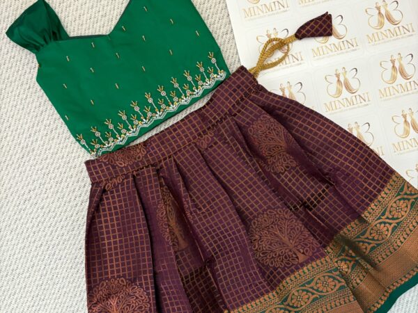 Imai - Green and Purple hand embroidery work skirt and top