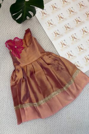Kayal – golden pink tissue silk gown
