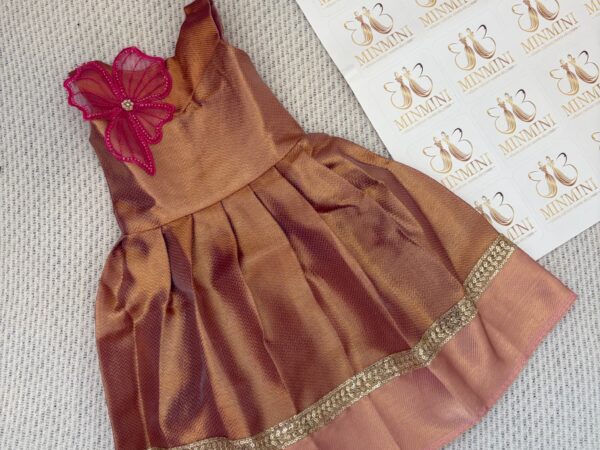 Kayal - golden pink tissue silk gown
