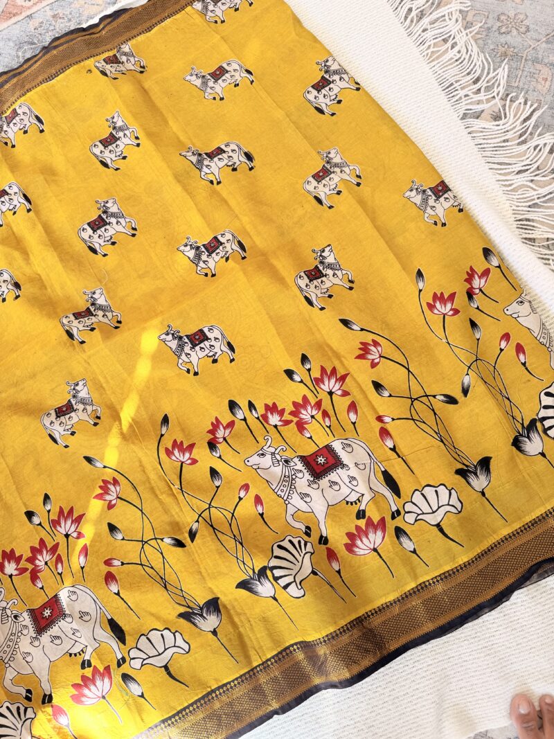 Pen Kalamkari on Chennur Silk Saree