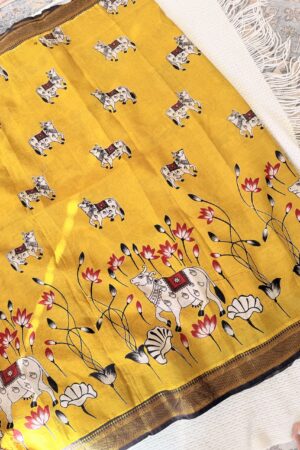 Pen Kalamkari on Chennur Silk Saree